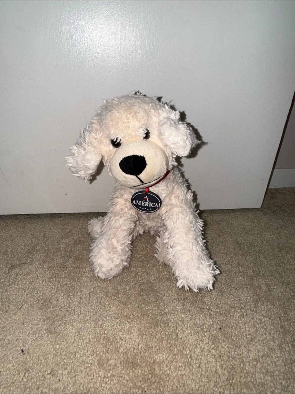 Scruffy Cream Puppy Stuffed Animal
